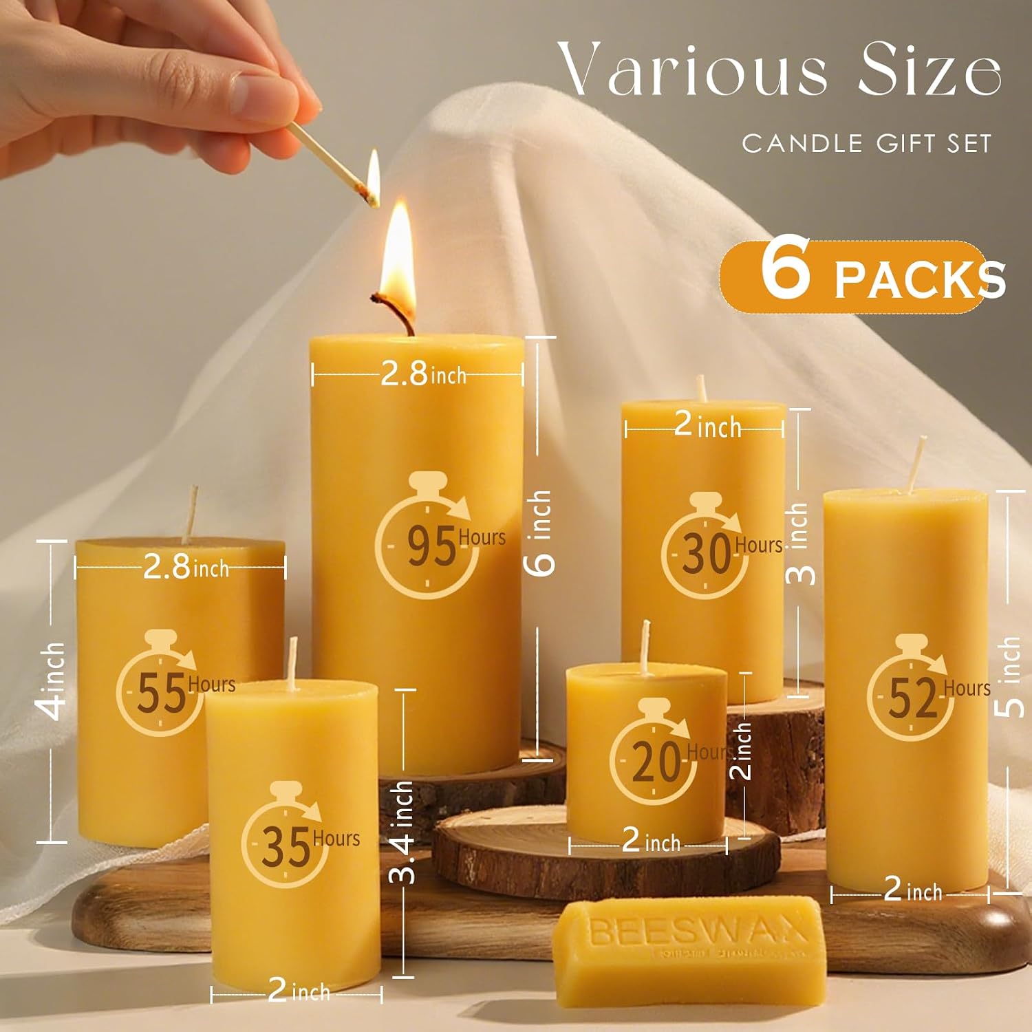 Set Lilin Lebah 6 Buah, Lilin  - Home Fragrance Non Toxic ulasan dan harga